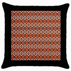 Brown Orange Rhombus Pattern Throw Pillow Case (black)