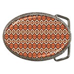 Brown orange rhombus pattern Belt Buckle Front