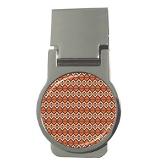 Brown Orange Rhombus Pattern Money Clip (round)