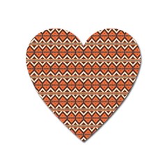 Brown Orange Rhombus Pattern Magnet (heart)