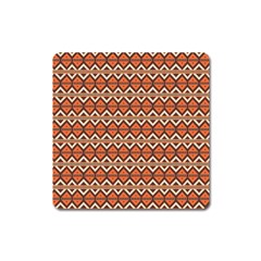 Brown Orange Rhombus Pattern Magnet (square)