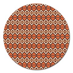 Brown Orange Rhombus Pattern Magnet 5  (round)