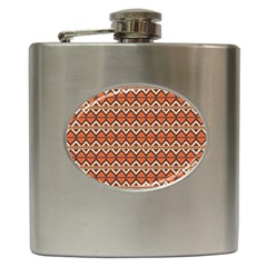 Brown Orange Rhombus Pattern Hip Flask (6 Oz)