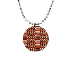 Brown Orange Rhombus Pattern 1  Button Necklace