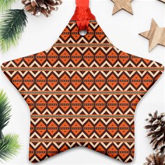 Brown Orange Rhombus Pattern Star Ornament (two Sides)