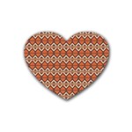 Brown orange rhombus pattern Heart Coaster (4 pack) Front