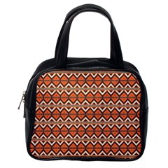 Brown Orange Rhombus Pattern Classic Handbag (one Side)