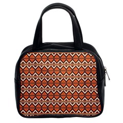 Brown Orange Rhombus Pattern Classic Handbag (two Sides)