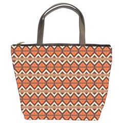 Brown Orange Rhombus Pattern Bucket Bag by LalyLauraFLM