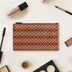 Brown Orange Rhombus Pattern Cosmetic Bag (small)