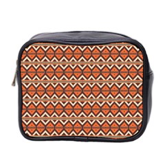 Brown Orange Rhombus Pattern Mini Toiletries Bag (two Sides)