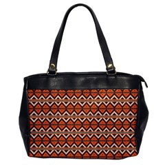 Brown Orange Rhombus Pattern Oversize Office Handbag