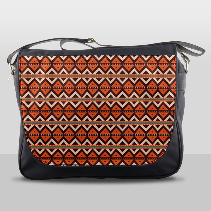 Brown orange rhombus pattern Messenger Bag