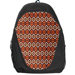 Brown Orange Rhombus Pattern Backpack Bag by LalyLauraFLM