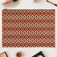 Brown Orange Rhombus Pattern Cosmetic Bag (xxxl)