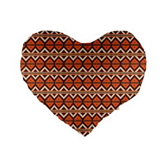 Brown Orange Rhombus Pattern Standard 16  Premium Heart Shape Cushion  by LalyLauraFLM