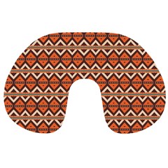 Brown Orange Rhombus Pattern Travel Neck Pillow