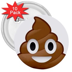 Poop 3  Buttons (10 Pack) 