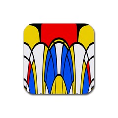 Colorful Distorted Shapes Rubber Coaster (square)