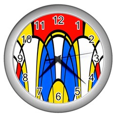 Colorful Distorted Shapes Wall Clock (silver)