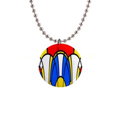 Colorful Distorted Shapes 1  Button Necklace by LalyLauraFLM