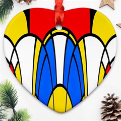 Colorful Distorted Shapes Heart Ornament (two Sides) by LalyLauraFLM