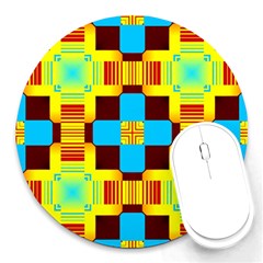 Abstract Yellow Flowers Round Mousepad