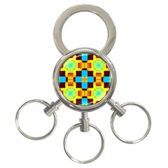 Abstract Yellow Flowers 3-ring Key Chain