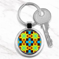 Abstract Yellow Flowers Key Chain (round)