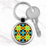 Abstract yellow flowers Key Chain (Round) Front