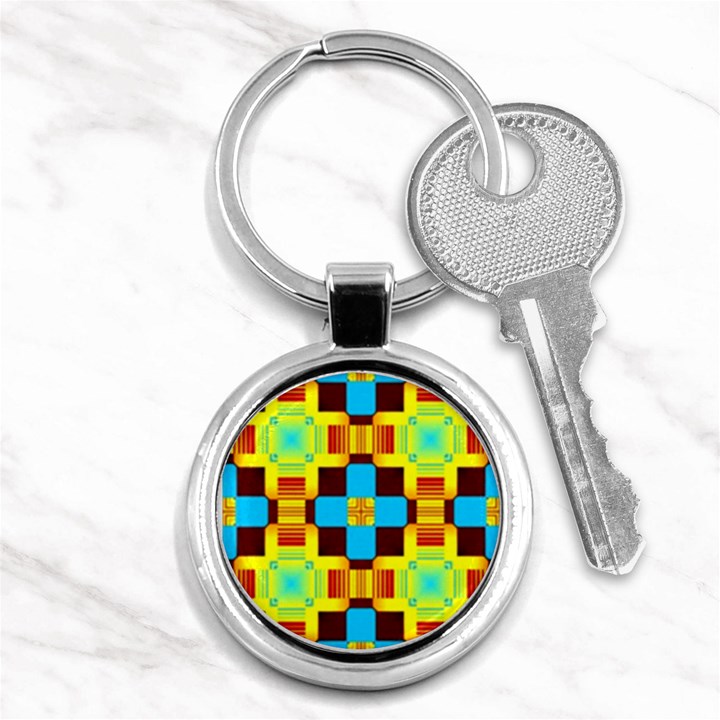 Abstract yellow flowers Key Chain (Round)