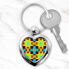 Abstract Yellow Flowers Key Chain (heart)