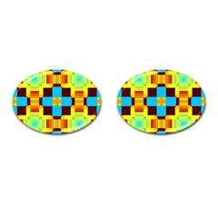 Abstract Yellow Flowers Cufflinks (oval)