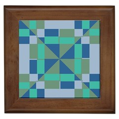 Green Blue Shapes Framed Tile