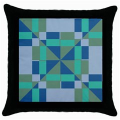 Green Blue Shapes Throw Pillow Case (black)