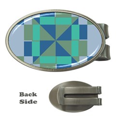 Green Blue Shapes Money Clip (oval)