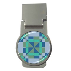 Green Blue Shapes Money Clip (round)