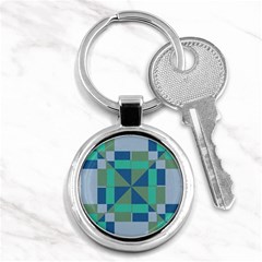 Green Blue Shapes Key Chain (round)