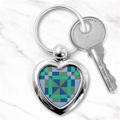 Green Blue Shapes Key Chain (heart)