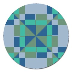 Green Blue Shapes Magnet 5  (round)