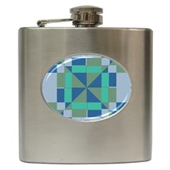 Green Blue Shapes Hip Flask (6 Oz)