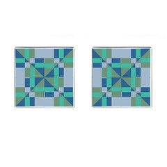 Green Blue Shapes Cufflinks (square)