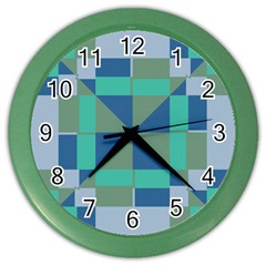 Green Blue Shapes Color Wall Clock