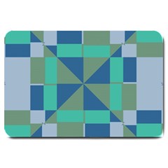 Green Blue Shapes Large Doormat