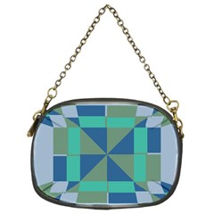 Green Blue Shapes Chain Purse (two Sides)