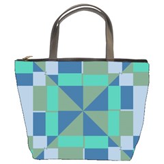 Green Blue Shapes Bucket Bag