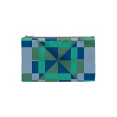 Green Blue Shapes Cosmetic Bag (small) by LalyLauraFLM