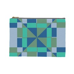 Green Blue Shapes Cosmetic Bag (large) by LalyLauraFLM