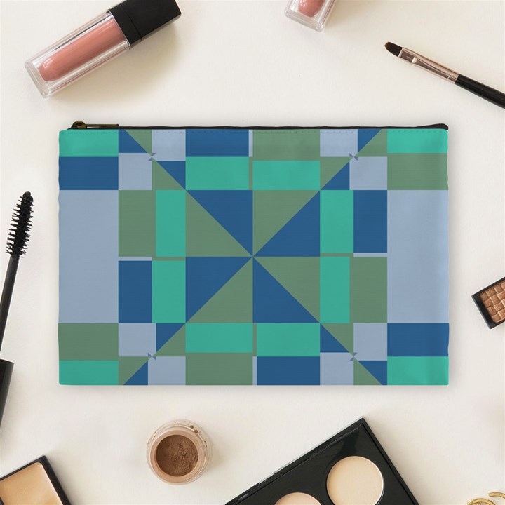 Green blue shapes Cosmetic Bag (Large)