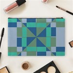 Green blue shapes Cosmetic Bag (Large) Back